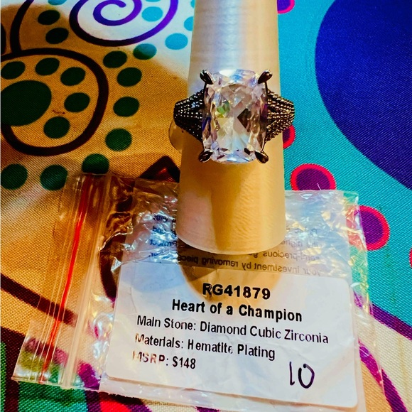 Bomb Party RG41879 Heart of a Champion Diamond CZ on Hematite Plating - Picture 7 of 7